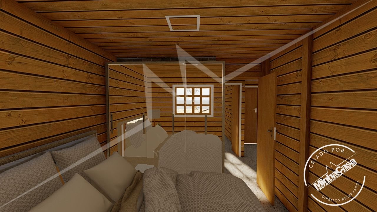 POP 2.1 de 68,31m² — Segundo quarto em foco POP 2.1 de 68,31m² pré-fabricado em madeira pinus autoclave — segundo quarto em foco