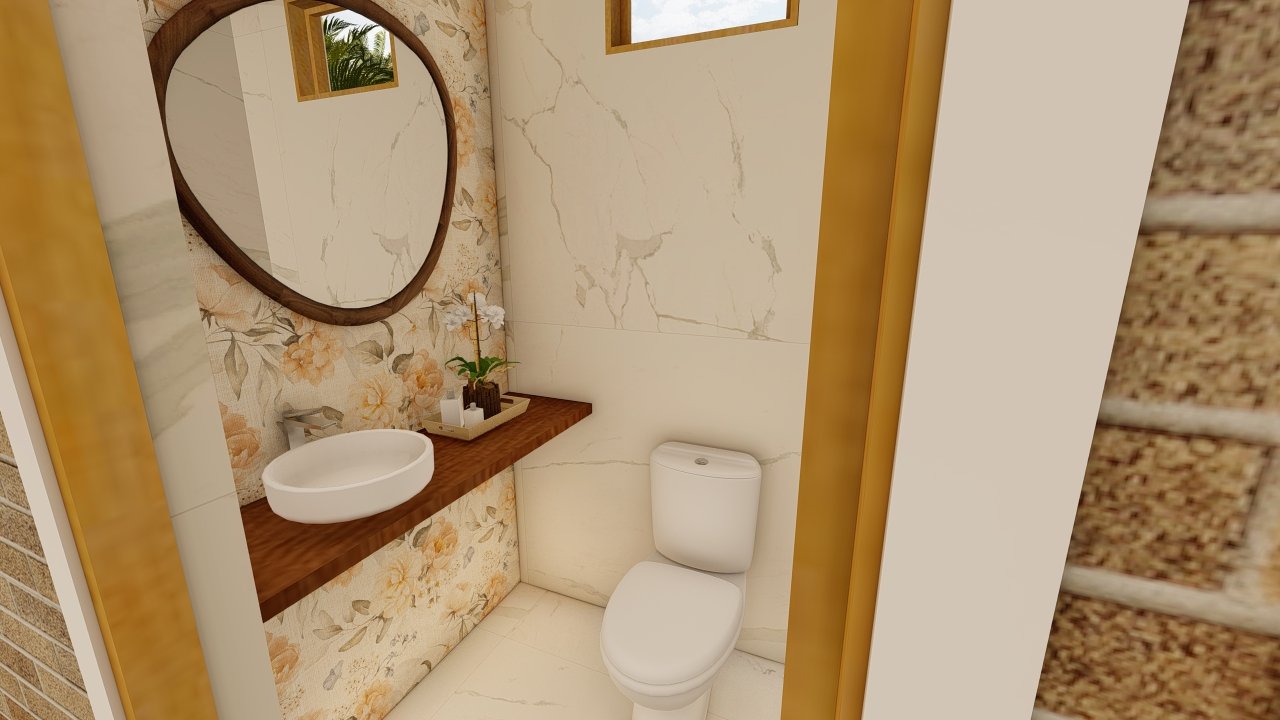 Casa de Madeira Prefabricada banheiro social