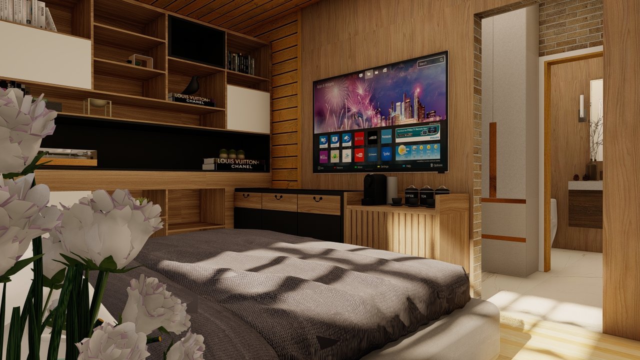 Casa de Madeira Prefabricada dormitorio master .