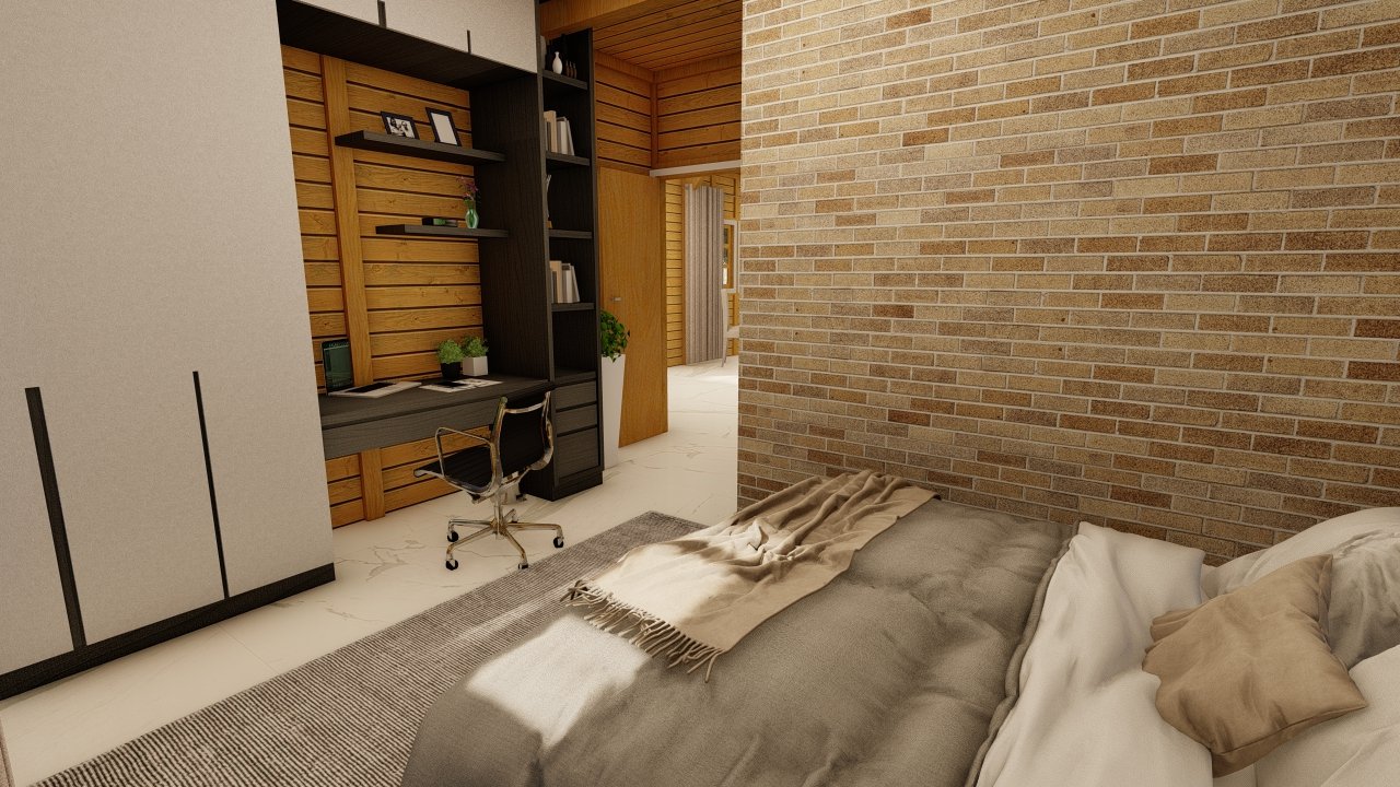 Casa de Madeira Prefabricada dormitorio suite .