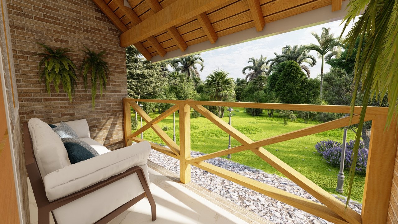 Casa de Madeira Prefabricada sacada