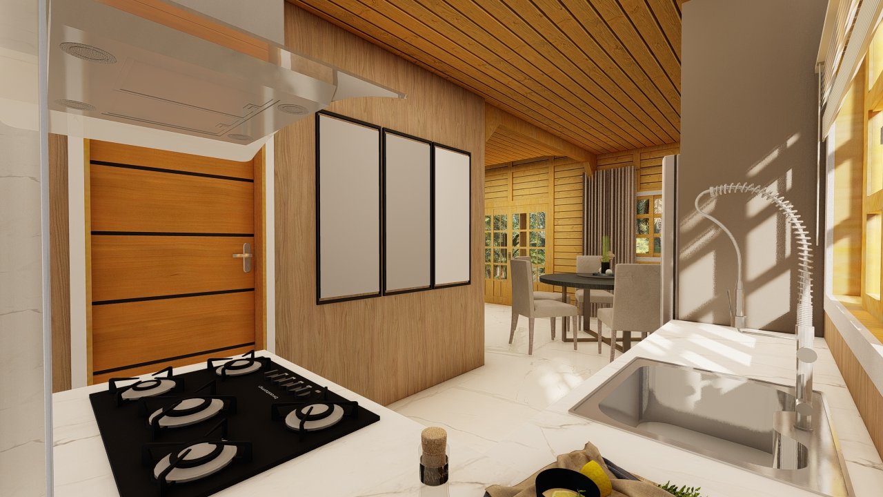 Casa de Madeira Prefabricada. cozinha .