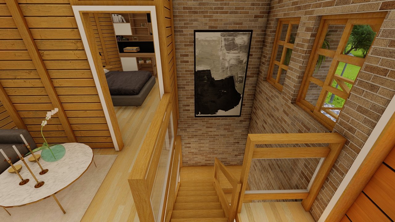 Casa de Madeira Prefabricada. escada .