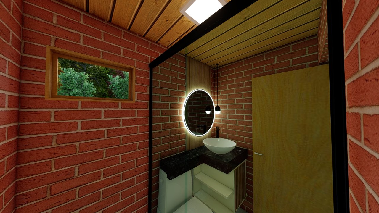 POP 1.1 de 31,5m² — Banheiro POP 1.1 de 31,5m² pré-fabricado em madeira pinus autoclave — banheiro