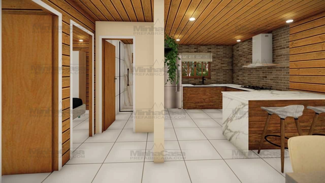 CASA PREFABRICADA CORREDOR Casa com layout moderno e simples