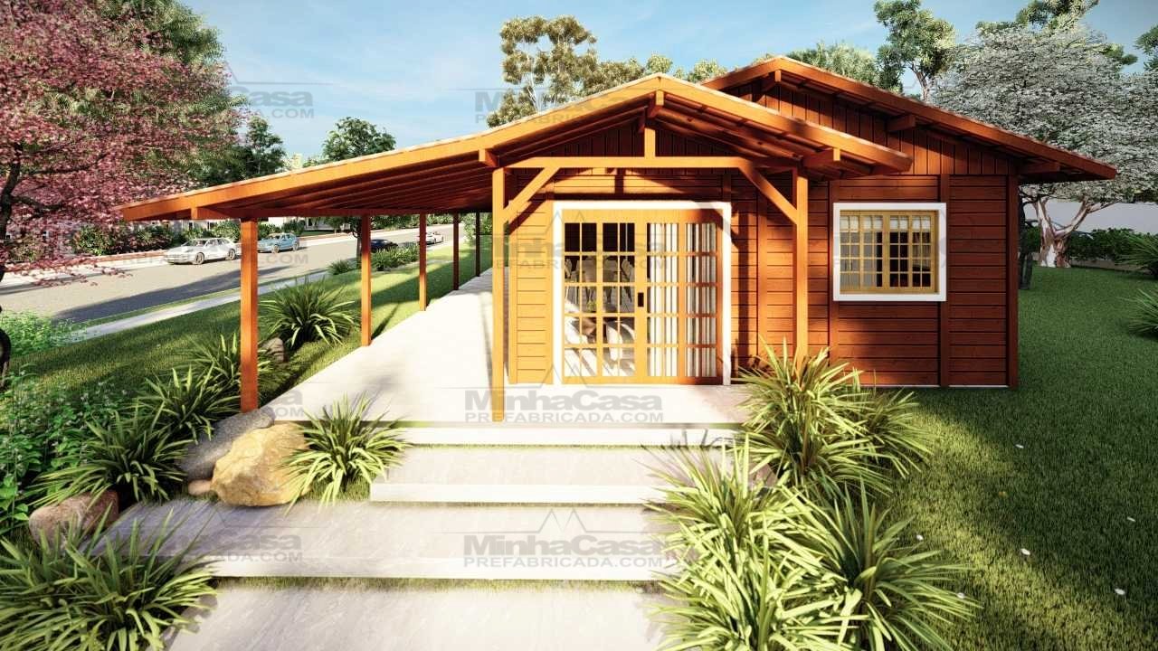 COR DE MADEIRA MOGNO CASA PREFABRICADA Casa de madeira com estrutura simples