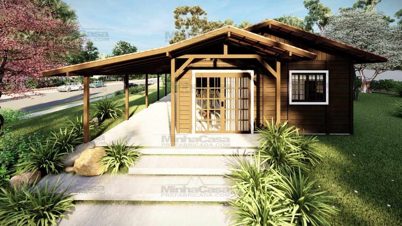 COR DE MADEIRA NOGUEIRA CASA PREFABRICADA Casa pré-fabricada com 3 quartos