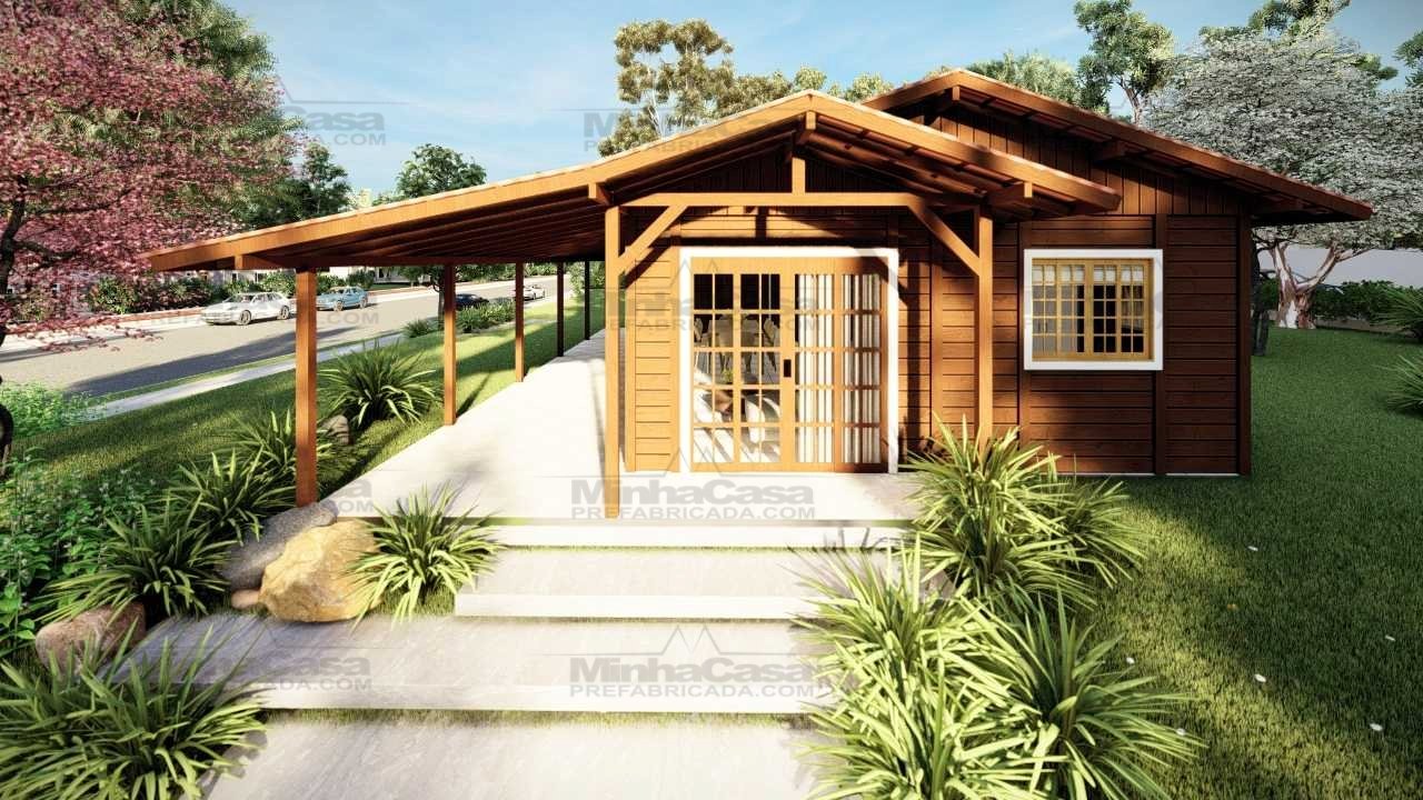 COR MADEIRA IMBUIA CASA PREFABRICADA Casa com varanda em madeira