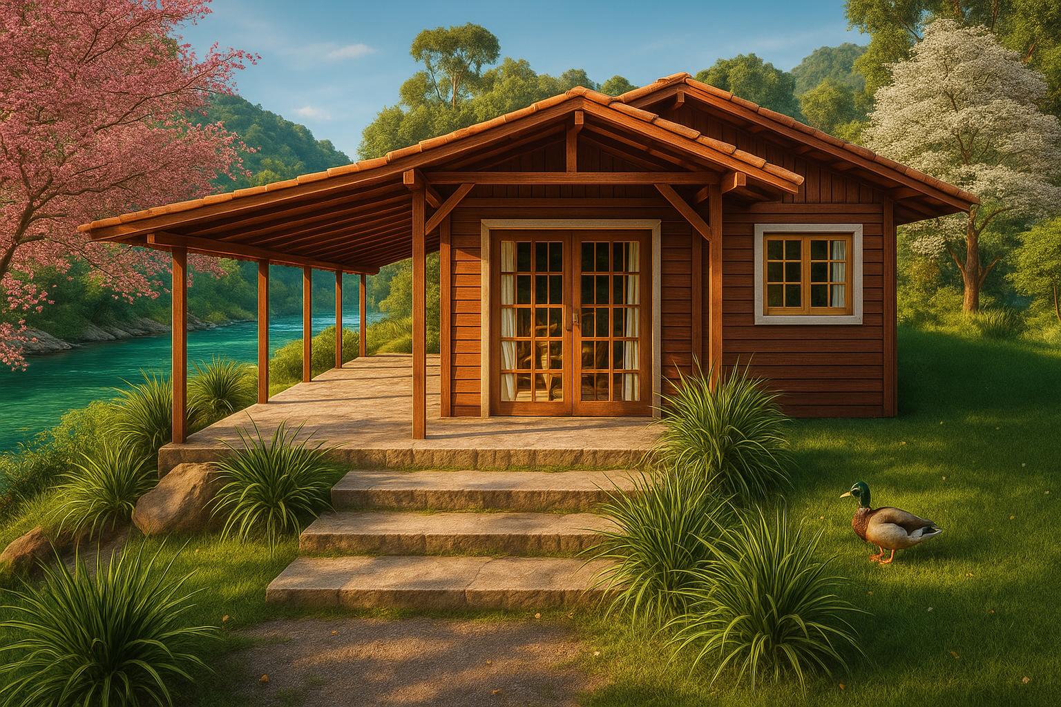 Casa pré-fabricada de madeira de 3 quartos economico Casa pré-fabricada de madeira de 3 quartos economico