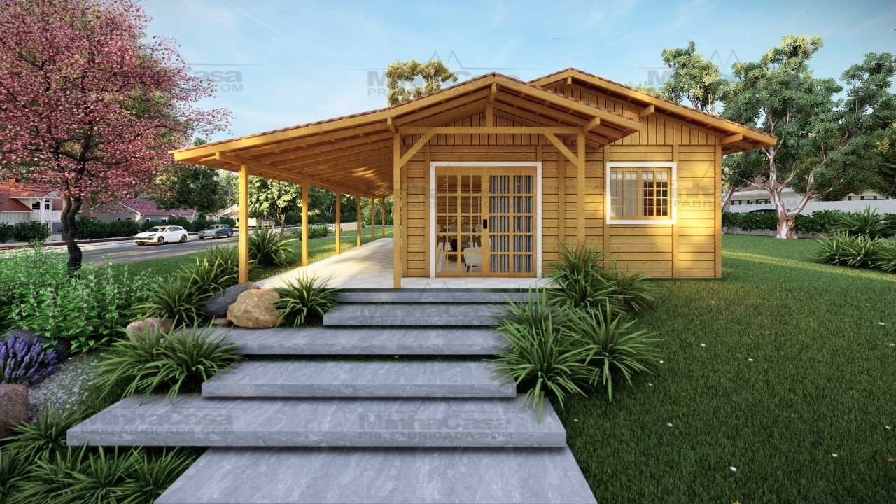 FACHADA DE CASA PREFABRICADA POP 3.2 Projeto de casa de madeira acessível