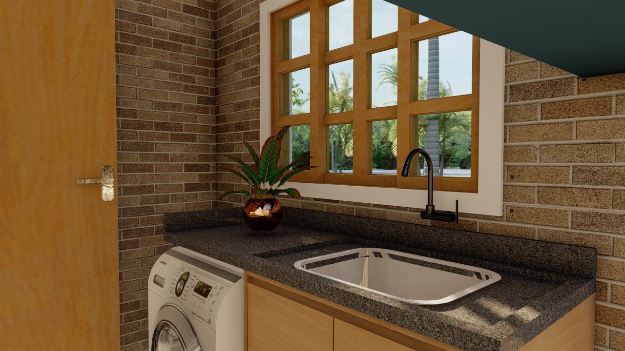 POP 2.2 de 52,50m² — Lavanderia em outro ângulo POP 2.2 de 52,50m² pré-fabricado em madeira pinus autoclave — lavanderia em outro ângulo