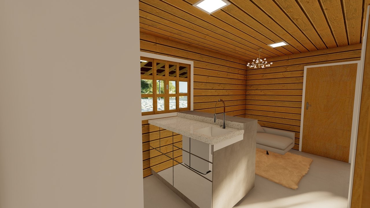 POP 2.2 de 52,50m² — Cozinha em outro ângulo POP 2.2 de 52,50m² pré-fabricado em madeira pinus autoclave — cozinha em outro ângulo