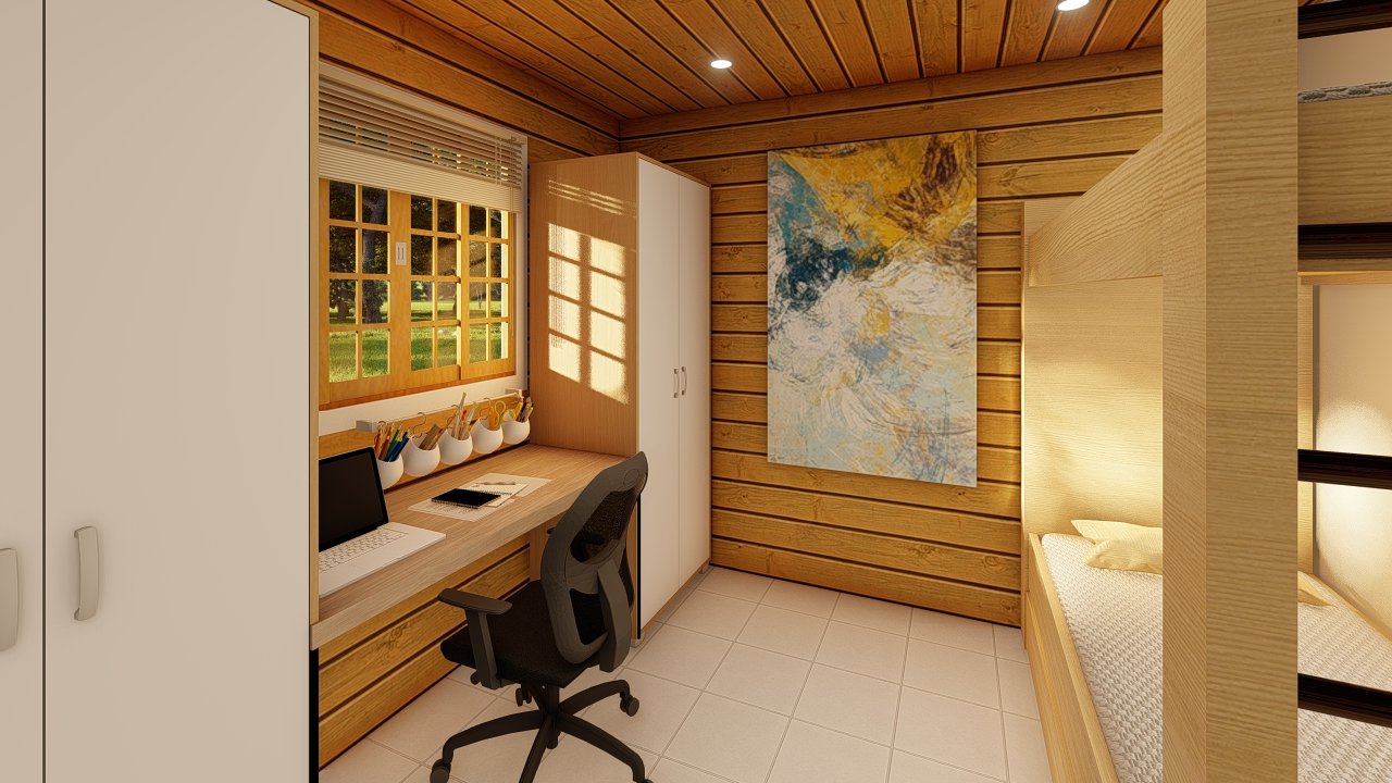 Casa com garagem e suíte em madeira Casa com garagem e suíte em madeira