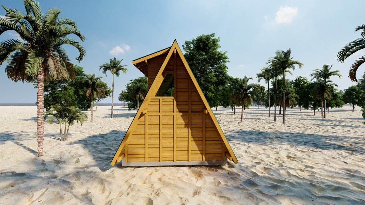 Fachada posterior – Pousada Pop 1-3 Fachada posterior do modelo Pousada Pop 1-3 de 32,81m²