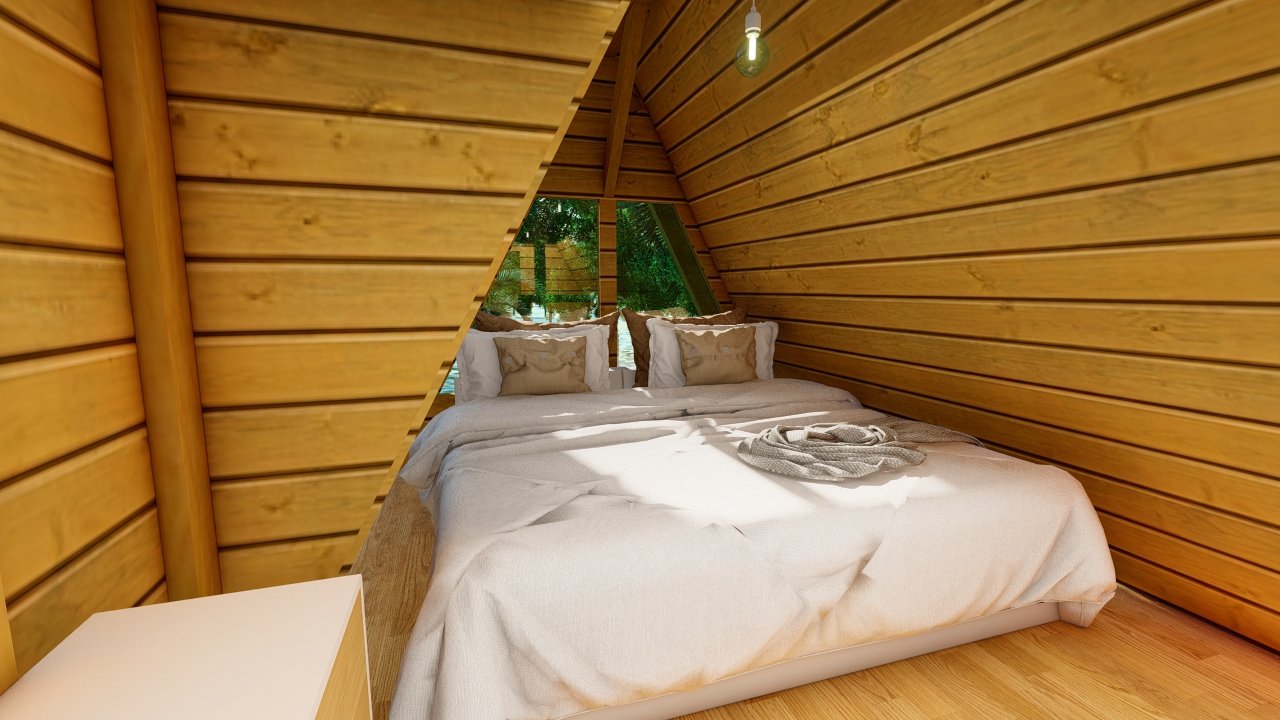 Quarto no mezanino – Pousada Pop 1-3 Cama no mezanino – Pousada Pop 1-3