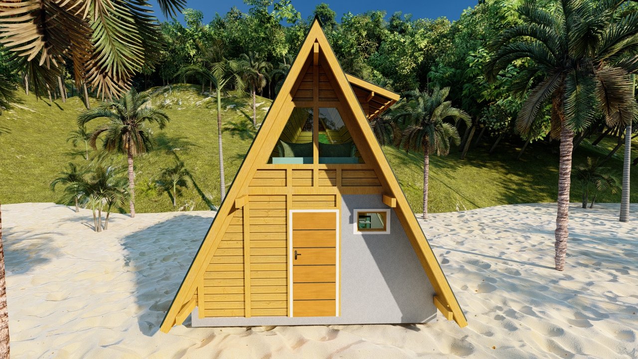 Fachada principal – Pousada Pop 1-3 Fachada principal do modelo Pousada Pop 1-3 de 32,81m²