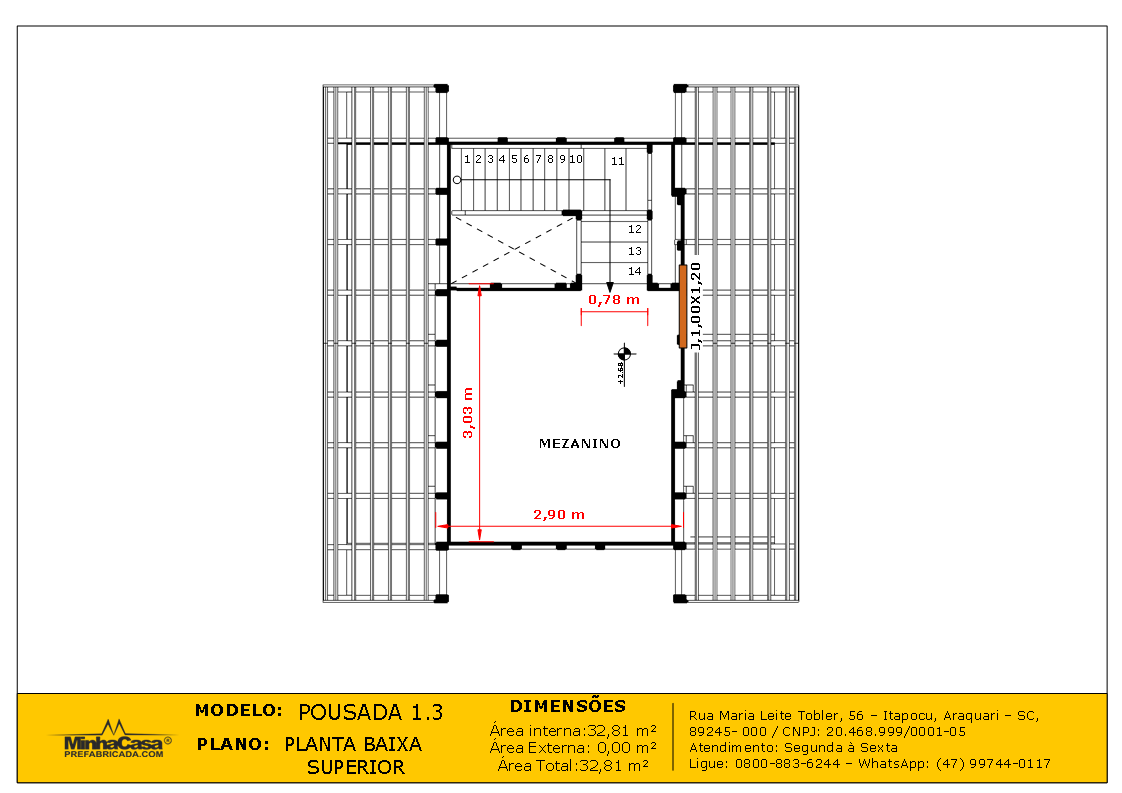 Planta baixa do mezanino – Pousada Pop 1-3 Planta baixa do mezanino – Pousada Pop 1-3