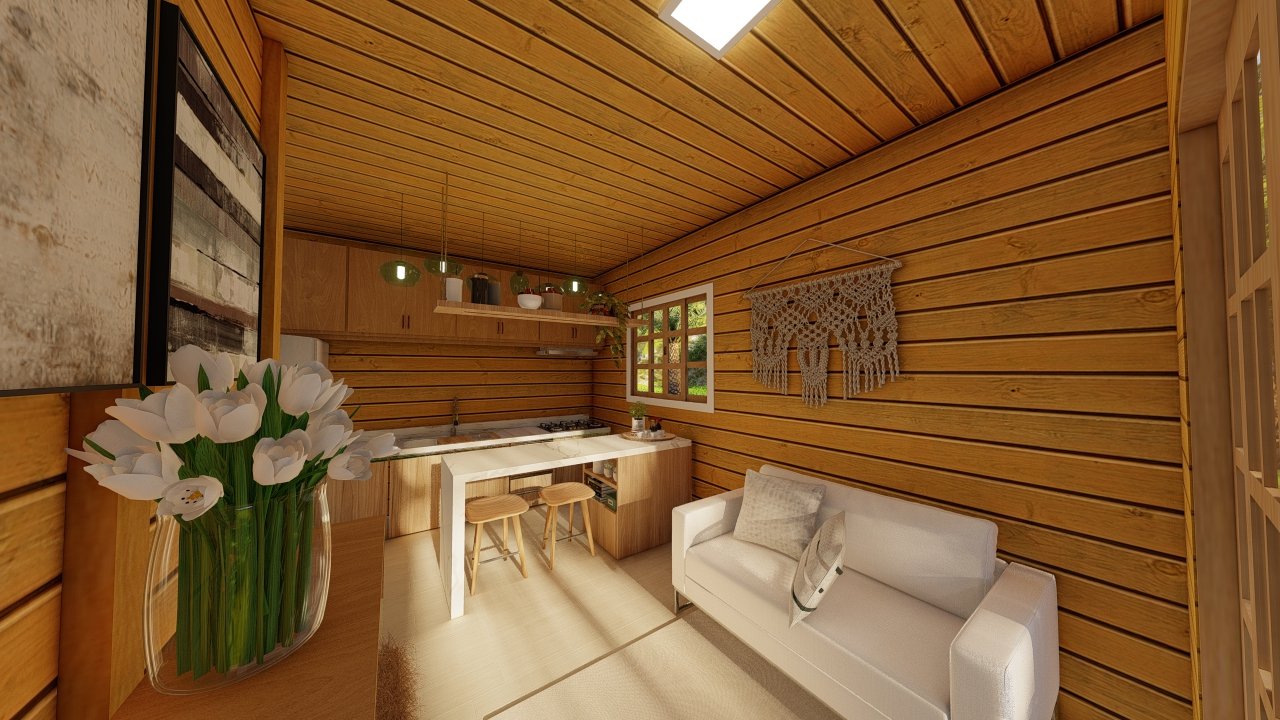 POP 1.3 de 34,35m² — Banheiro POP 1.3 de 34,35m² pré-fabricado em madeira pinus autoclave — banheiro