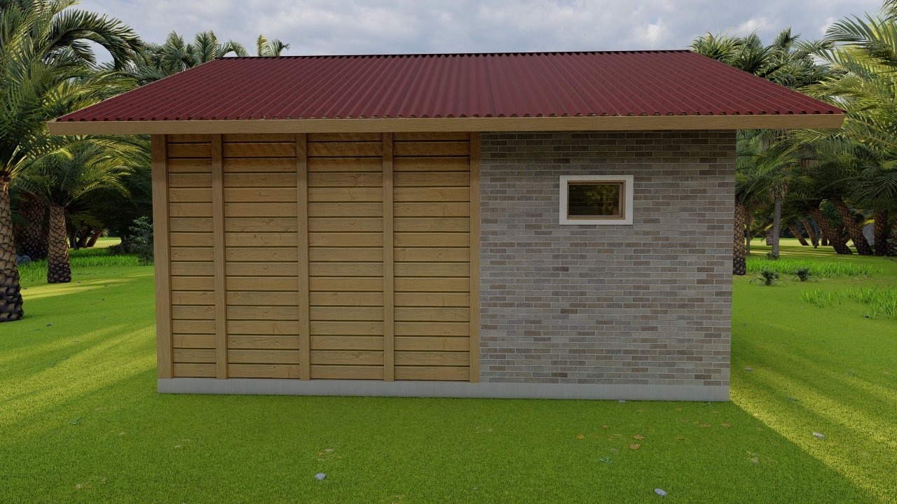 POP 1.3 de 34,35m² — Fachada posterior em destaque POP 1.3 de 34,35m² pré-fabricado em madeira pinus autoclave — fachada posterior em destaque