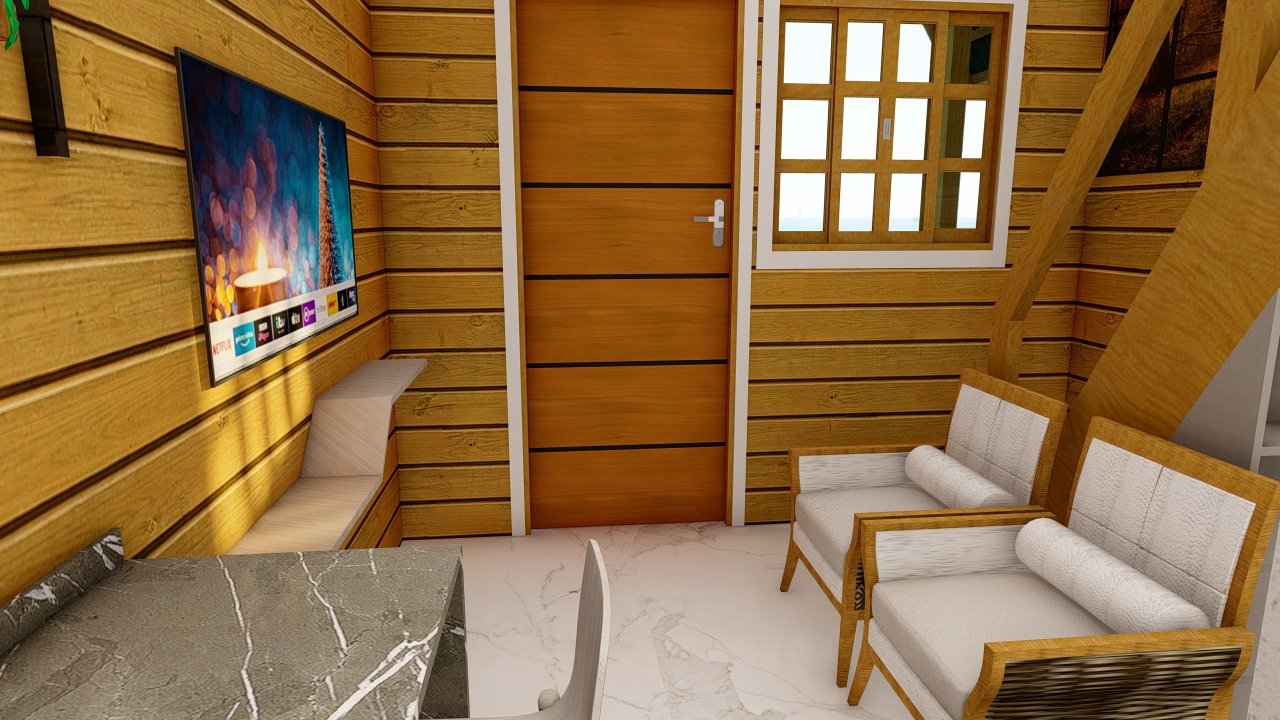 Interior da Pousada POP 1.2 — sala em outro ângulo Sala da Pousada POP 1.2 vista em novo ângulo