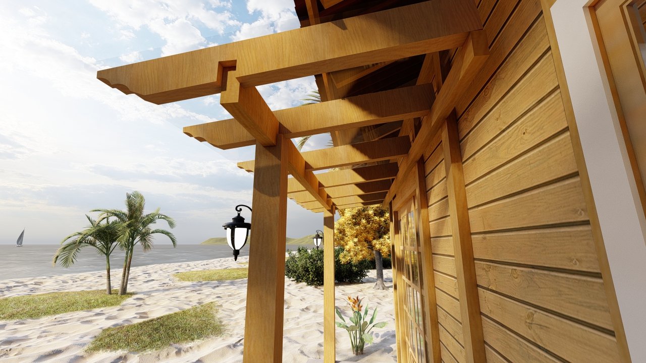 POP 2.4 45,81m² — Exterior da casa com varanda em foco POP 2.4 45,81m² pré-fabricado em madeira pinus autoclave — exterior da casa com varanda em foco