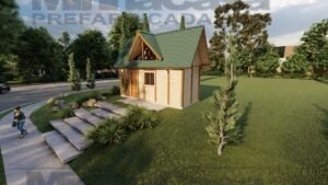 Vista distante da fachada principal da TH03 (3D)