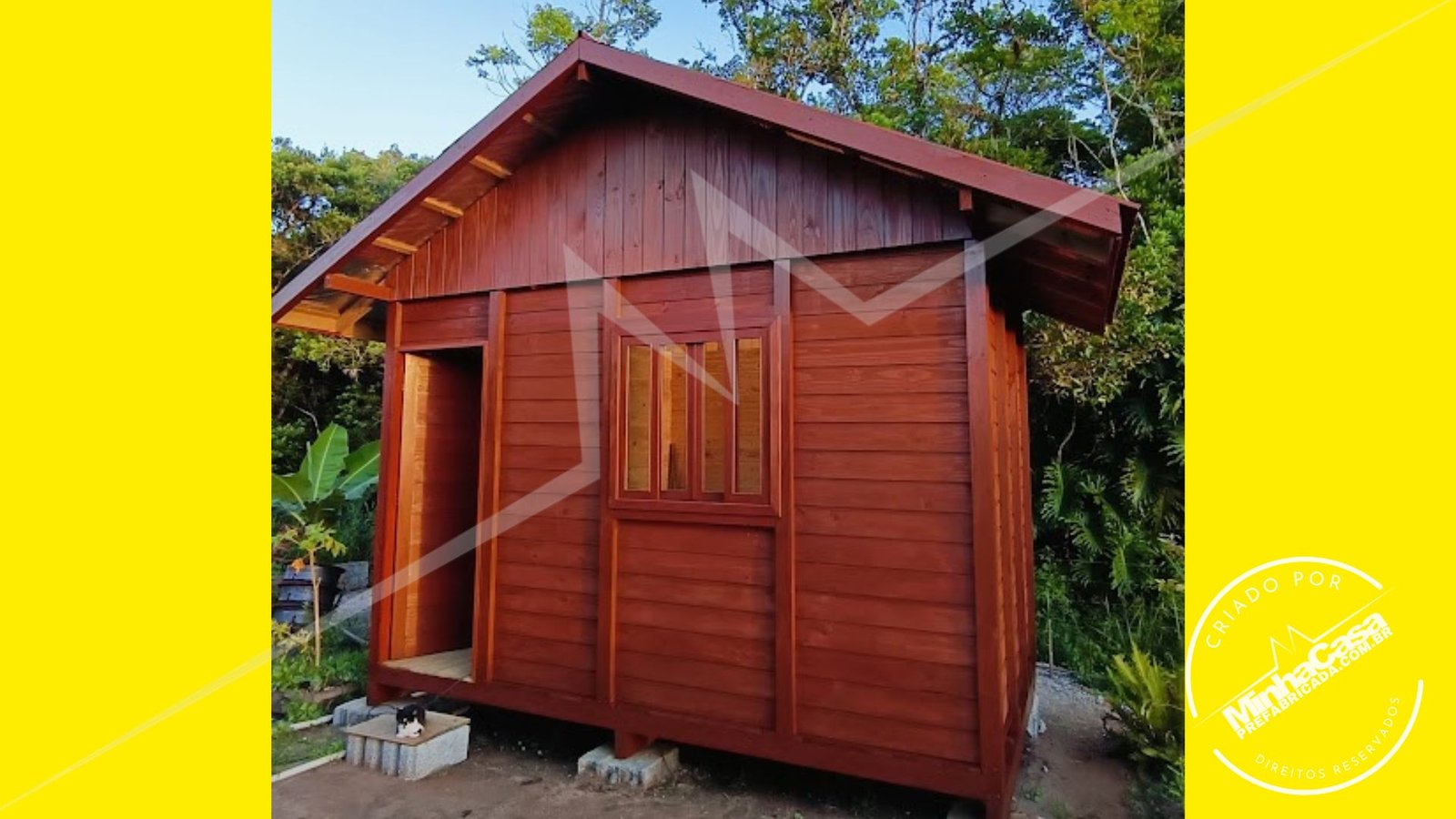 Tiny House TH02 – fachada principal construída Foto real da fachada principal da Tiny House TH02 quase finalizada