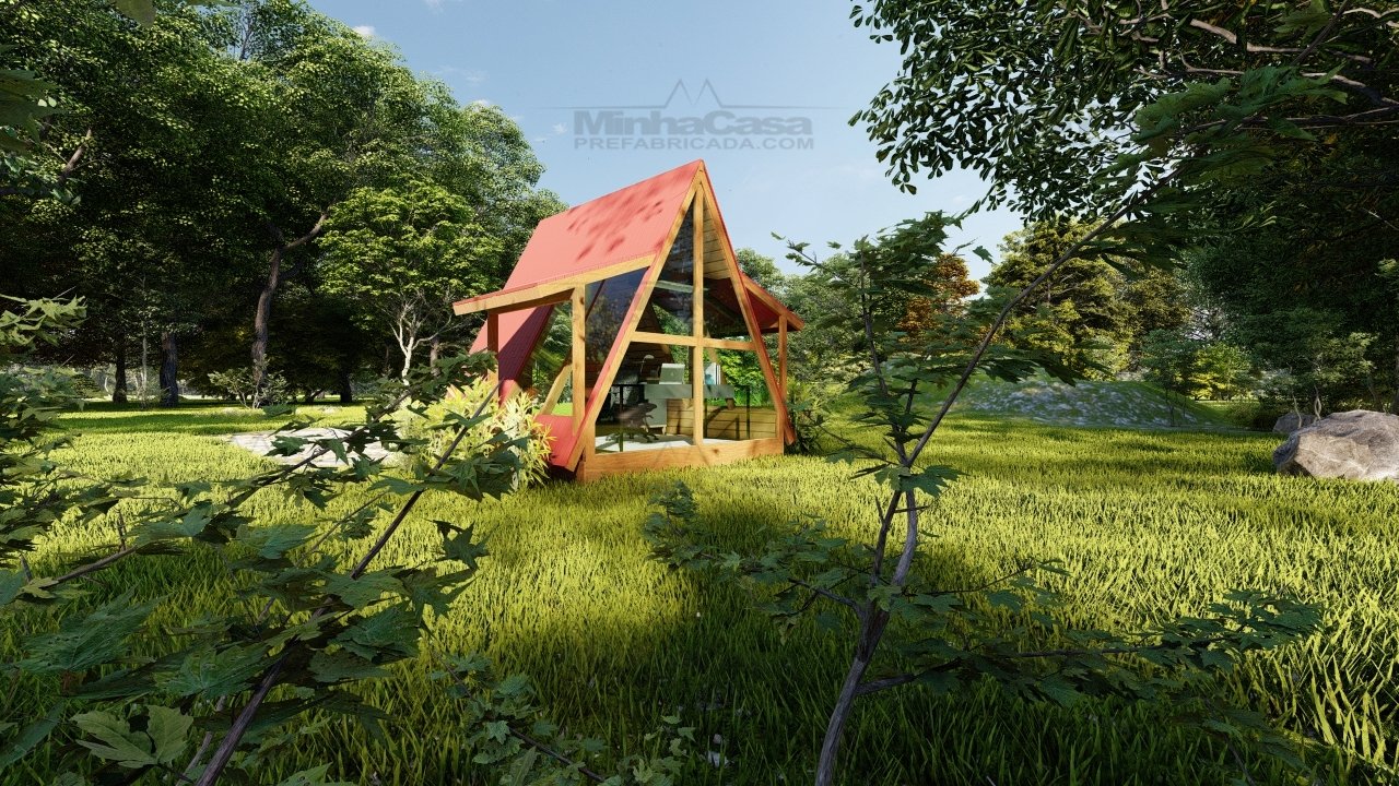 Fachada Traseira Próxima com Outro Ângulo – POP 1.9 3D Renderização próxima da fachada traseira da Pousada POP 1.9 com enfoque em lateral alternativa