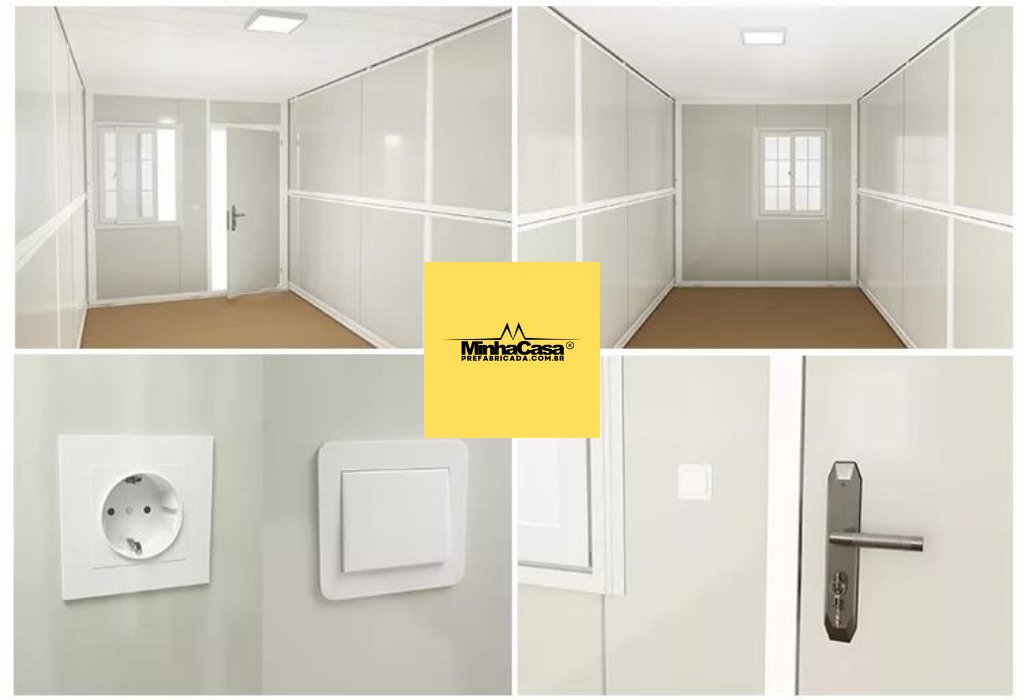 Acabamento interno de uma casa container dobravel