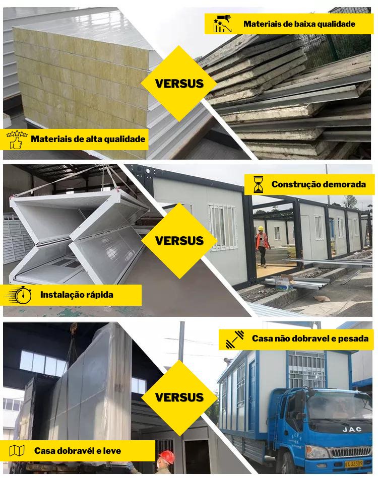 Comparação da casa dobrável versus casa container atualizada