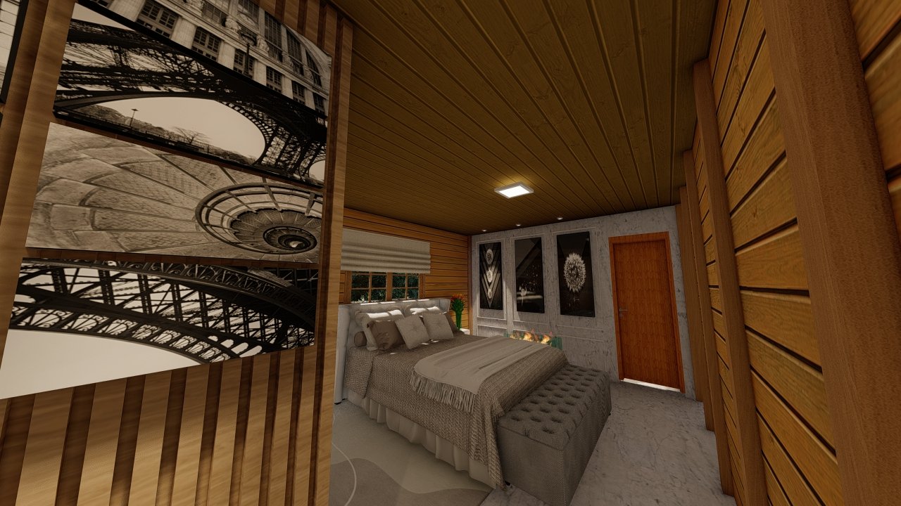 POP Cananeia de 61,00m² — Quarto em visão alternativa POP Cananeia de 61,00m² pré-fabricado em madeira pinus autoclave — quarto em visão alternativa