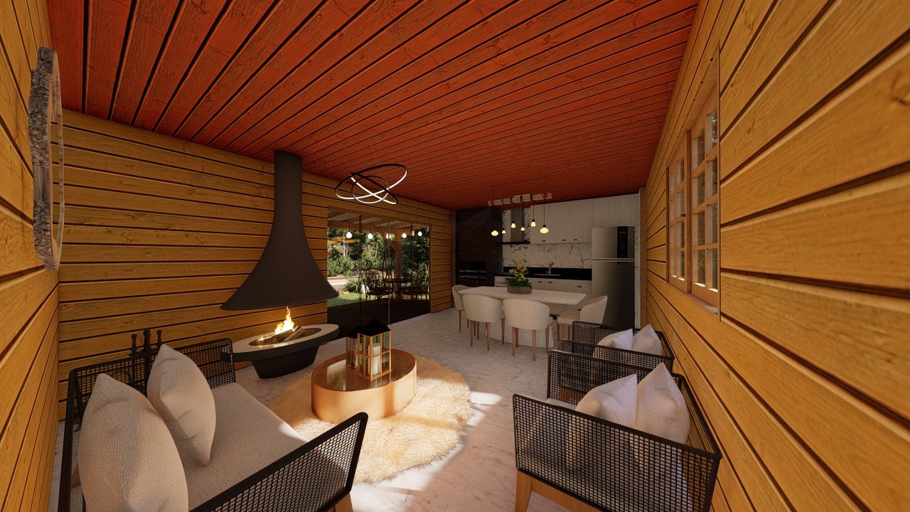 POP Cananeia de 61,00m² — Interior ampliado em visão geral POP Cananeia de 61,00m² pré-fabricado em madeira pinus autoclave — interior ampliado em visão geral