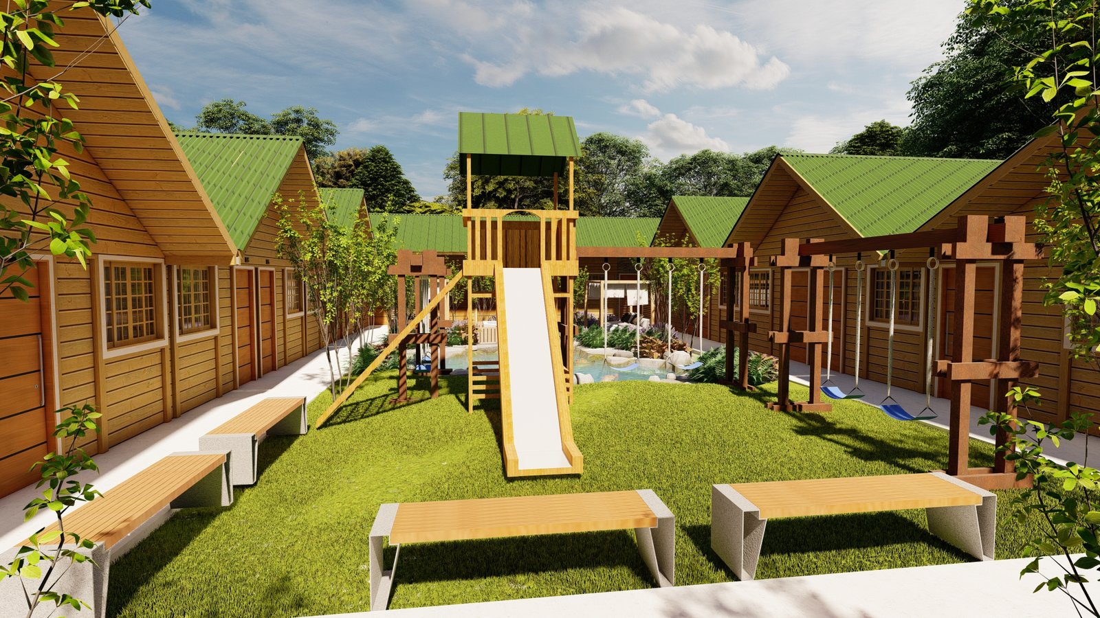 Casa prefabricada de madeira pousada entrada Casa prefabricada de madeira pousada entrada