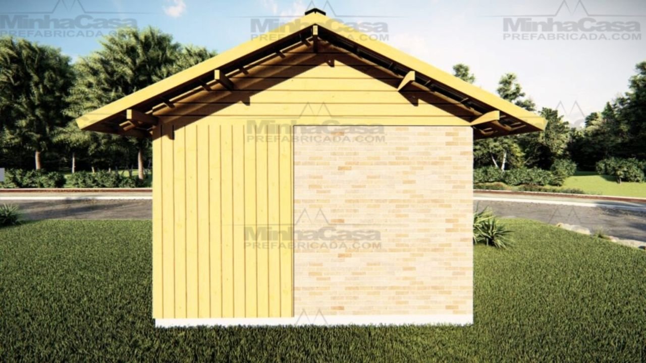 Super Pop 1 – Fachada Traseira (3D) Fachada traseira do Super Pop 1 em pinus autoclave (3D)