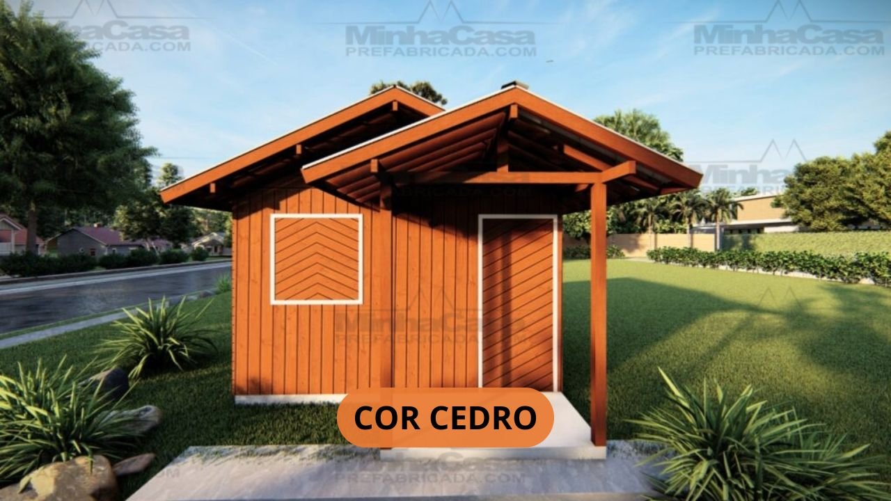 Super Pop 1 – Fachada Cor Cedro (3D) Fachada do Super Pop 1 na cor cedro em pinus autoclave