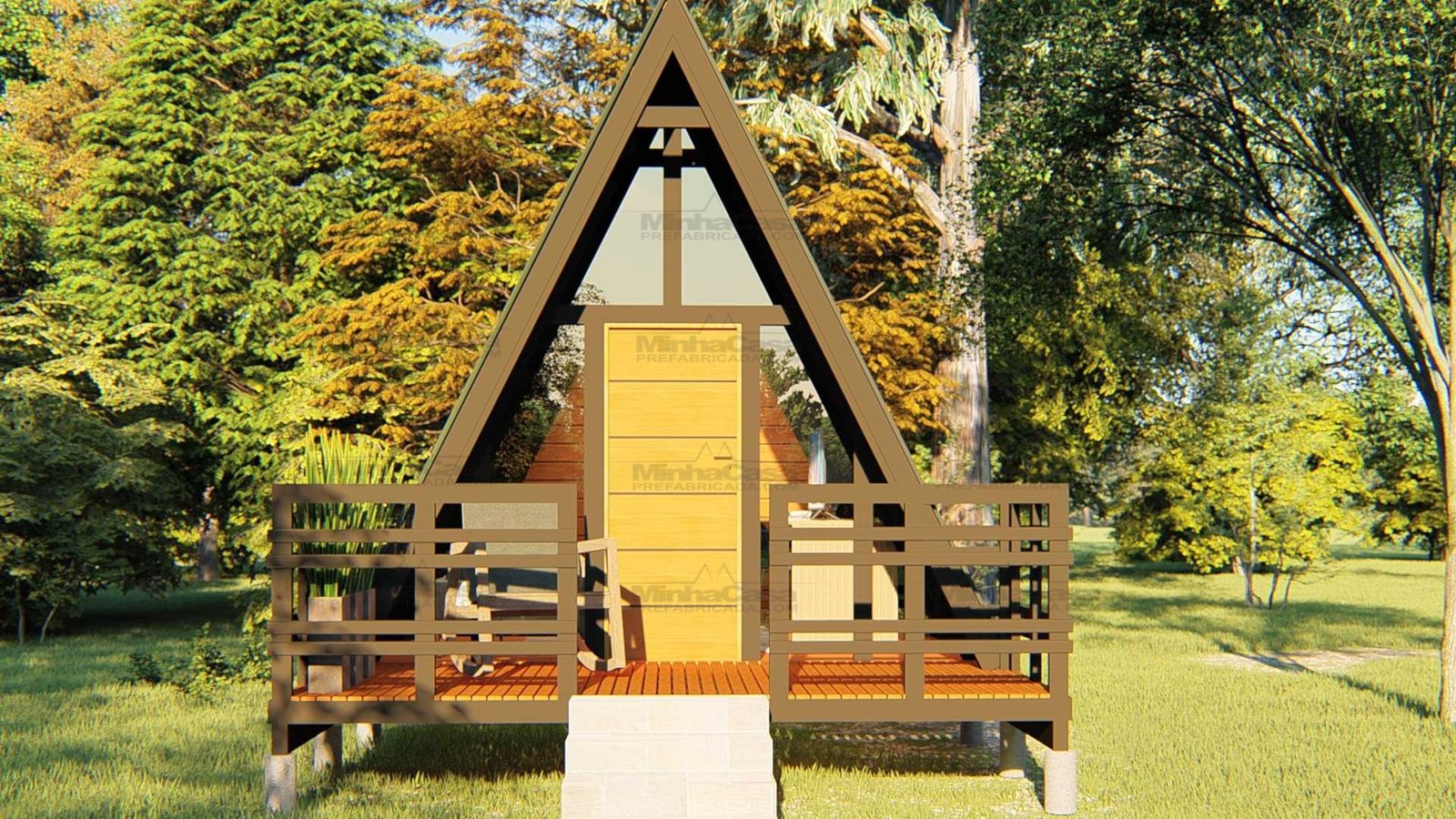 chalé pequeno de madeira no sistema econômico