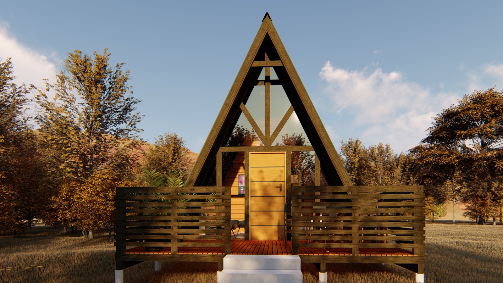 Projeto de chalé A-frame de madeira Projeto de chalé A-frame de madeira