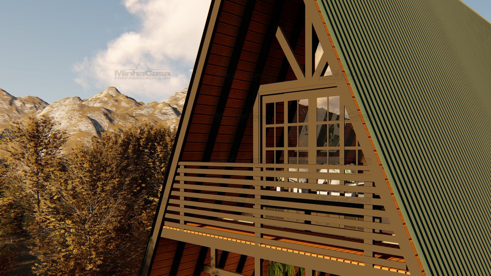 sacada de casa prefabricada chalé de madeira com sacada