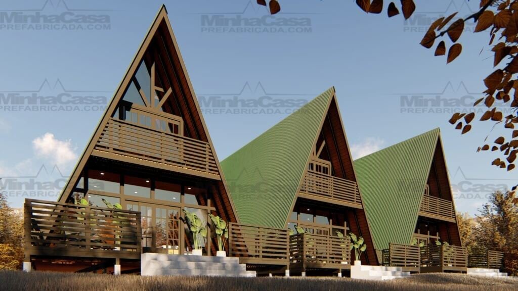 chalé pré-fabricado de madeira 142,94m²