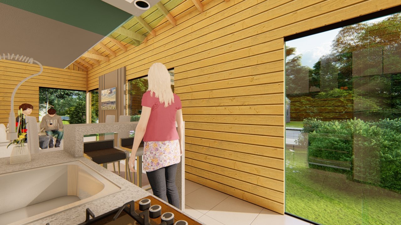 POP 2.10 de 79,45m² — Cozinha em foco POP 2.10 de 79,45m² pré-fabricado em madeira pinus autoclave — cozinha em foco