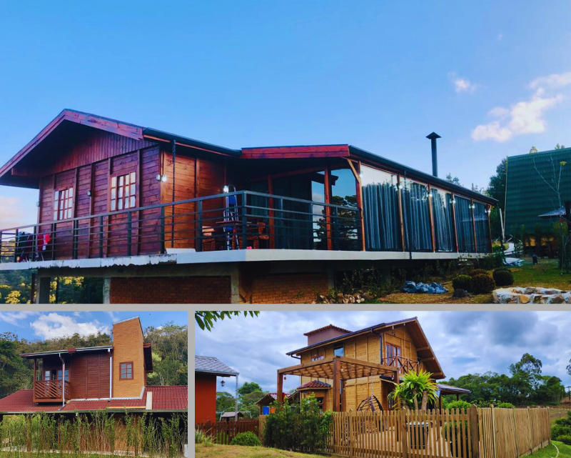 Casa de madeira, aconchego natural que envolve com charme e tranquilidade.