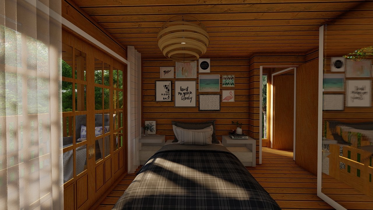 POP 3.5 de 87,10m² — segundo quarto (ângulo amplo) Segundo quarto em ângulo amplo no POP 3.5 de oitenta e sete vírgula dez metros quadrados