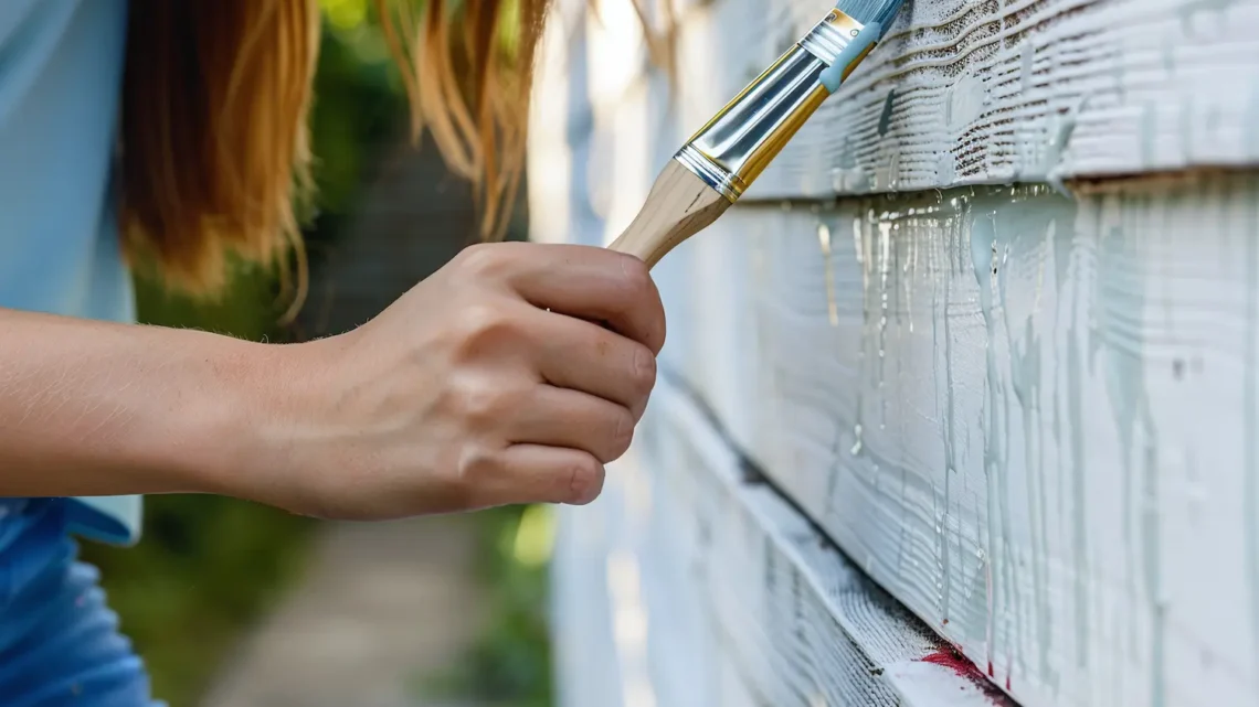 Mulher entendendo como pintar casa de madeira
