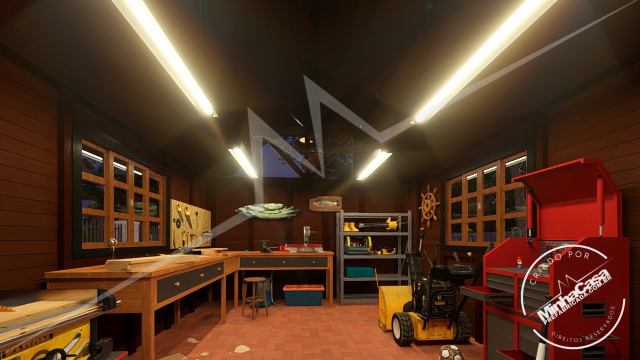 Interior do Galpão Celeiro — com iluminação noturna Galpão Celeiro por dentro à noite, com iluminação artificial