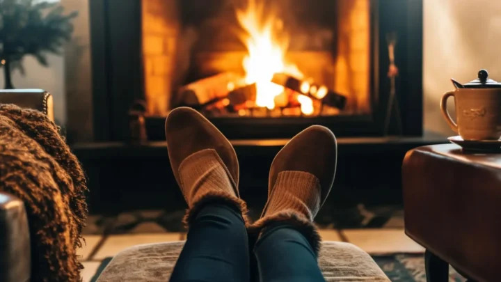 Casa de madeira com lareira