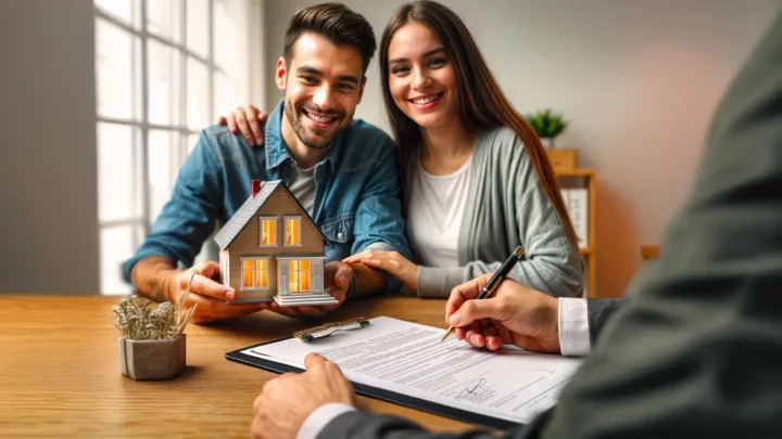 Casal feliz ao realizar financiamento casa de madeira