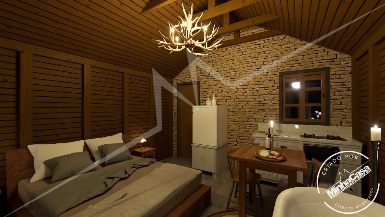 Escandinavo 1.3 – Parede da Cama e ao redor no Anoitecer (3D) Parede da cama e ao redor ao anoitecer no Escandinavo 1.3 (3D)