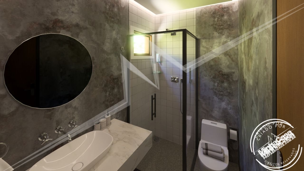 Escandinavo 1.3 – Banheiro Completo (3D) Banheiro do Escandinavo 1.3 em visão completa (3D)