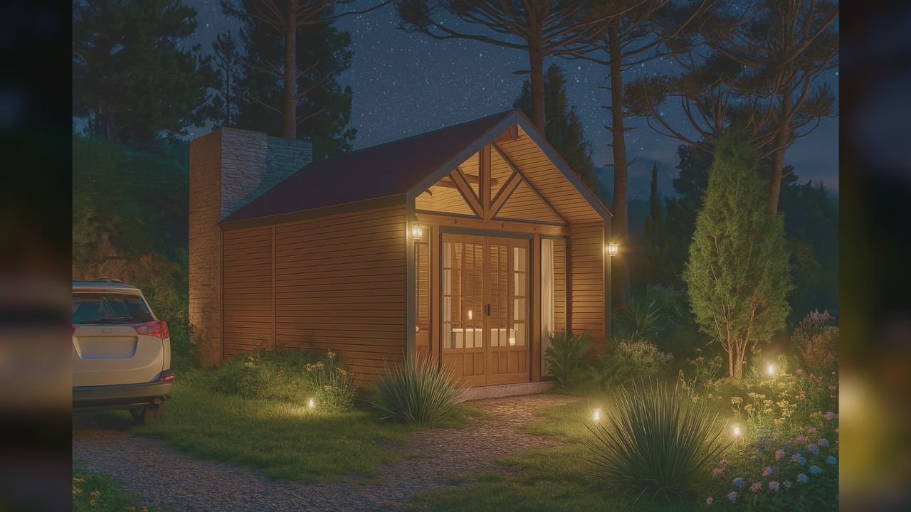 Escandinavo 1.3 – Fachada Ultrarrealista à Noite Fachada ultrarrealista do Escandinavo 1.3 à noite, iluminação intensa