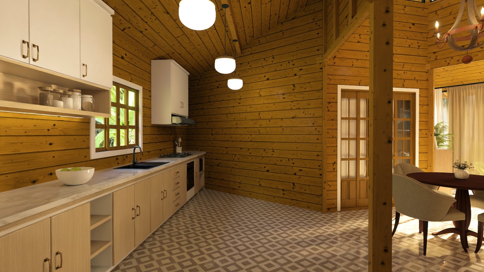 POP 2.20 Pentágono de 76,12m² — Cozinha do projeto Pentágono Casa pré-fabricada POP 2.20 Pentágono de 76,12m² em madeira pinus autoclave — cozinha do projeto pentágono